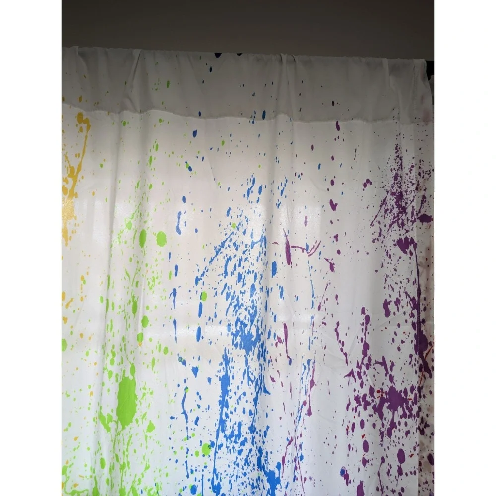 Vintage Crayola Curtain Spattered Paint Drip 2 Panels 51